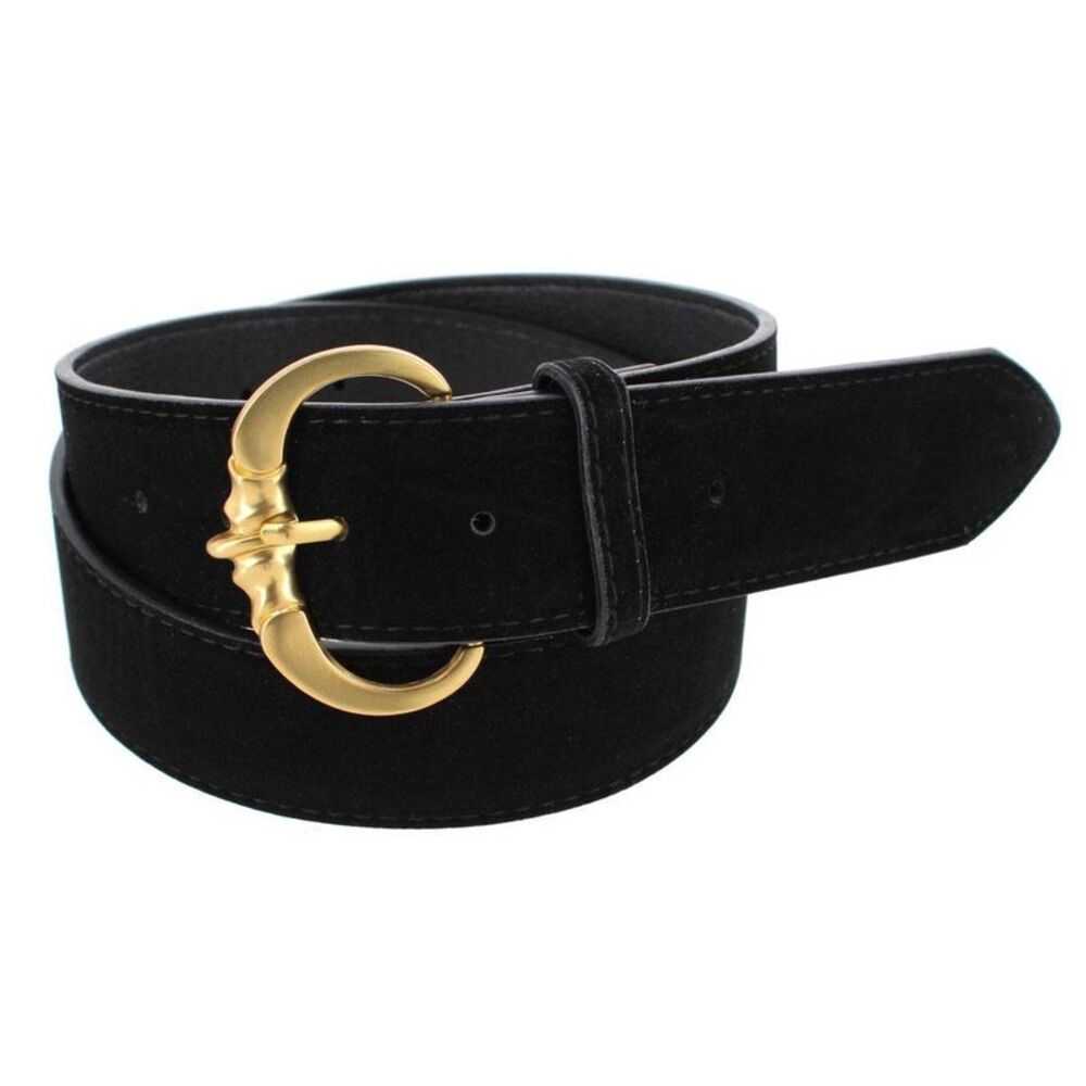 CTM Women's One Size Faux Suede Belt with Brass Buckle